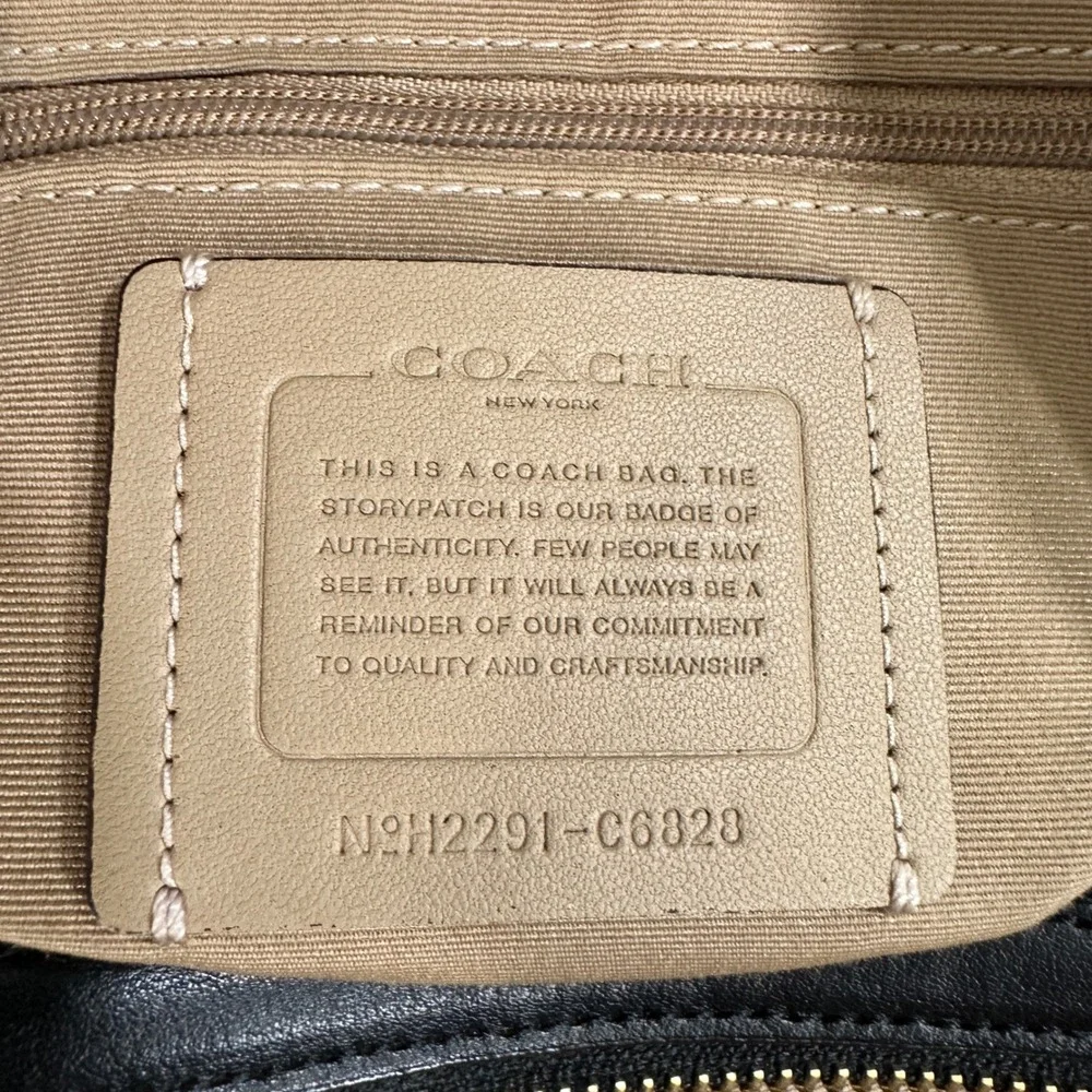 Coach Hadley Hobo Bag Colorblock Leather Shoulder Bag White Tan Black C6828